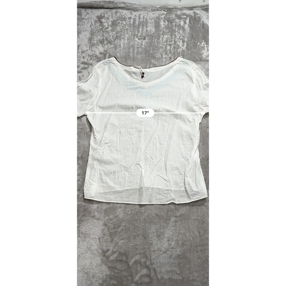 Anchor Blue Blouse Pullover Women's Size Large White Long Sleeve Semi-Sheer Flaw - Picture 7 of 12